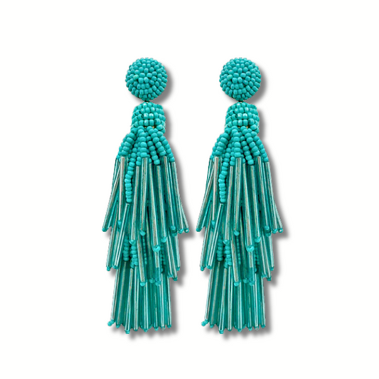 Bead & Rod Colorful Tassel Statement Earrings