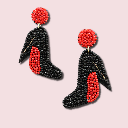 Stiletto Heels Seed Beaded Fashion Earrings