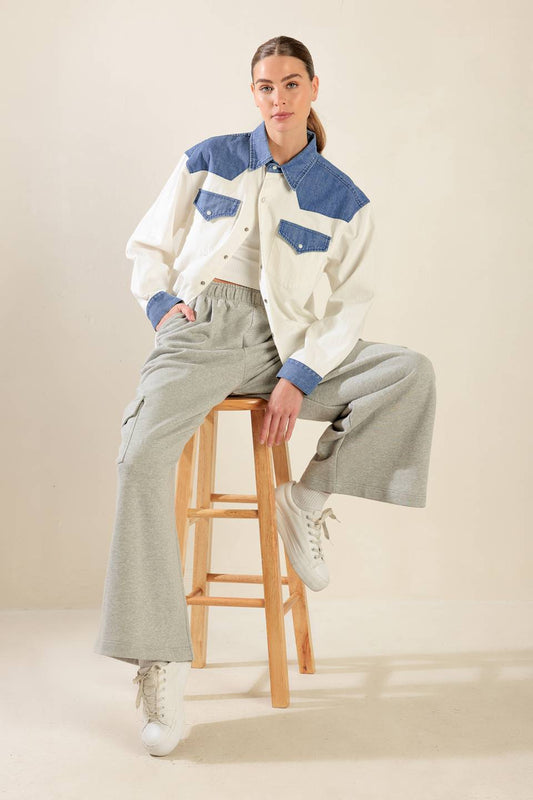 KEEP IT GOING WOVEN DENIM SHIRT