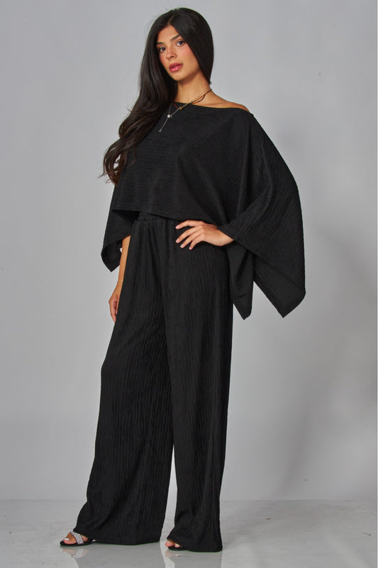 LEISURELY LUXE PANTS SET IN BLACK