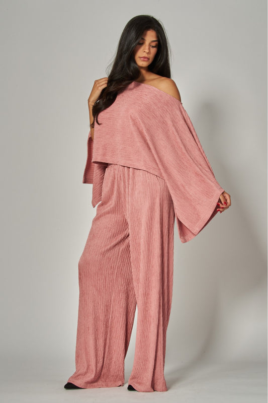 LEISURELY LUXE PANTS SET IN PINK