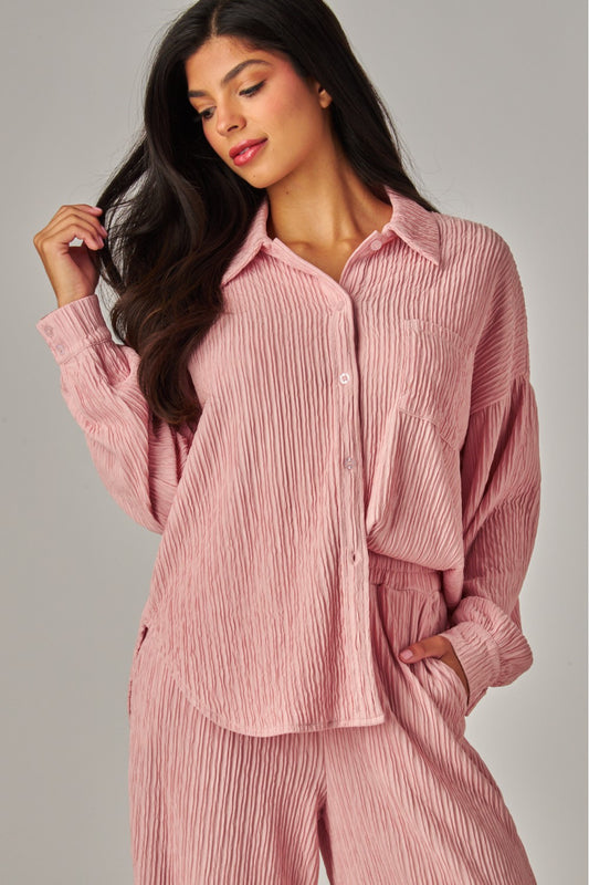 WELCOME THE WEEKEND LOUNGE PANTS SET IN PINK