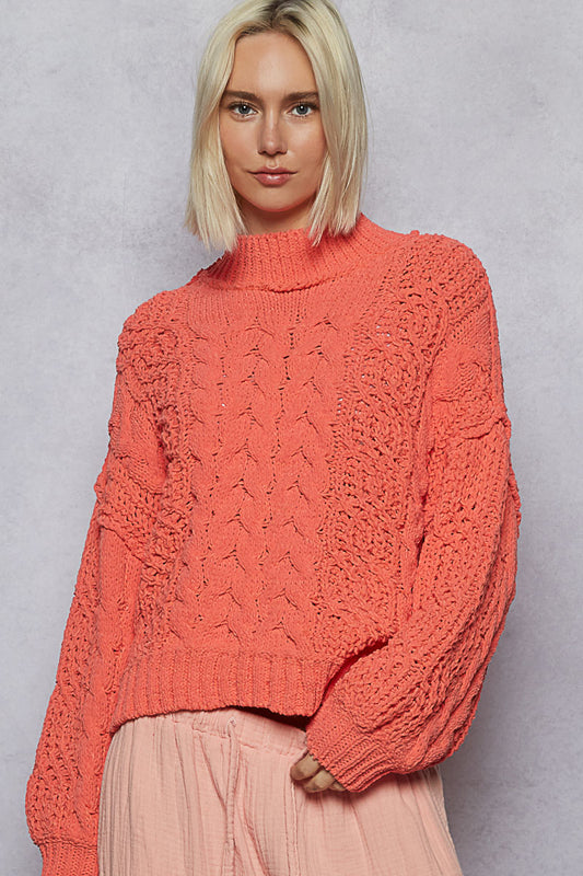 Orange You Lovely Cable Knit Sweater
