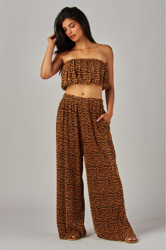 THE WILD SIDE LEOPARD SHIMMER 2PC LOUNGE SET