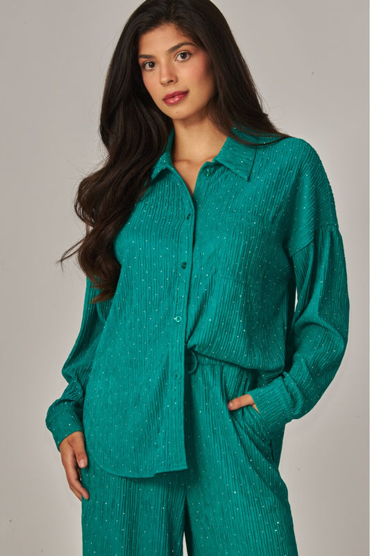 CATCH THE LIGHT RHINESTONE LOUNGE SET IN EMERALD