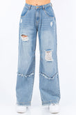 Fade and Frayed Straight Leg Jeans