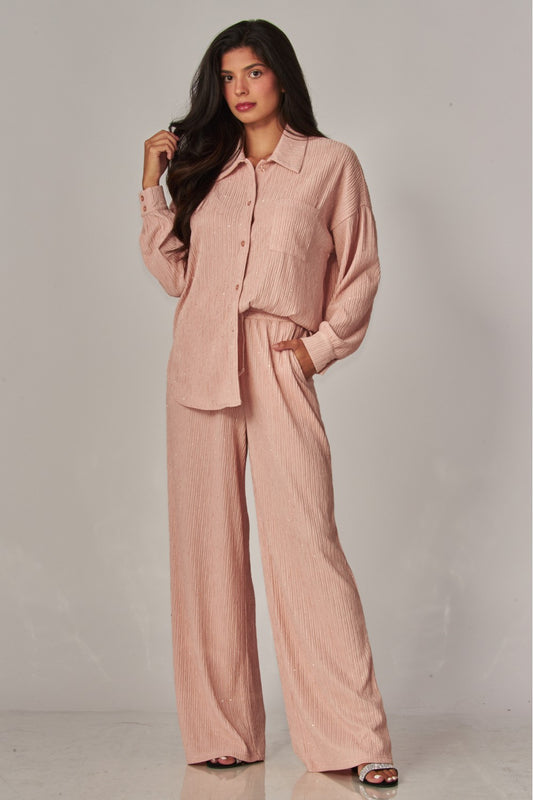 CATCH THE LIGHT RHINESTONE LOUNGE SET IN PINK