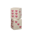 White & Pink Heart Ceramic Dice Vase