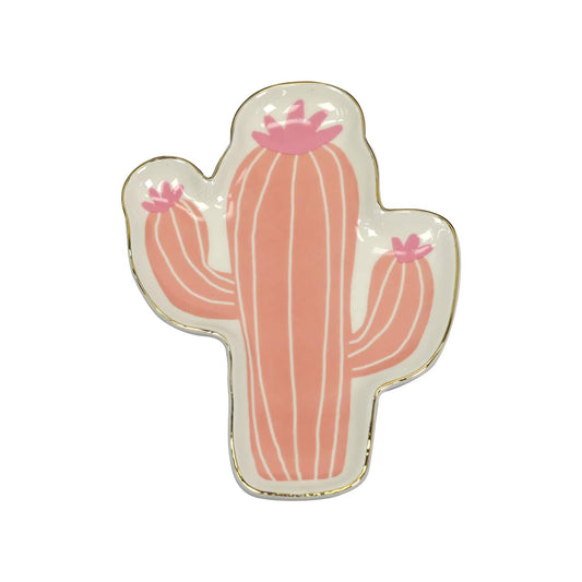 Pink Cactus Western Cowgirl Ceramic Trinket Dish