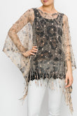 Nylah Metallic Sparkle Leopard Print Boho Festival Mesh Top
