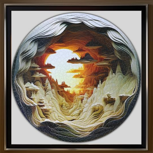 Dawn Inside a Cave 3-D Round Adult Art Puzzle