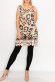 Lola Lined Lace Detail Hi-Lo Tank Top in Leopard