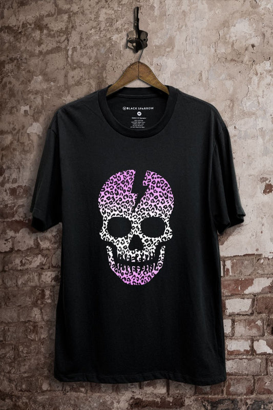 Leopard Multi Color Skull Graphic T-Shirt
