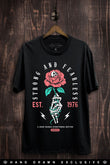 Strong & Fearless Rose Skull Graphic T-Shirt