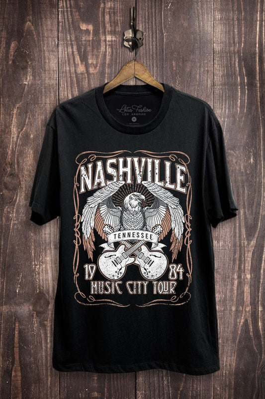 Nashville Music City Tour Retro 80's Graphic T-Shirt