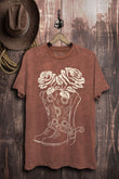 Rose Filled Boots Western Graphic T-Shirt