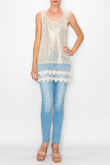 Zerah Sparkle Lace Extended Length Tank Top in Beige