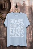 Cowboy Boots & Faded Jeans Western Graphic T-Shirt