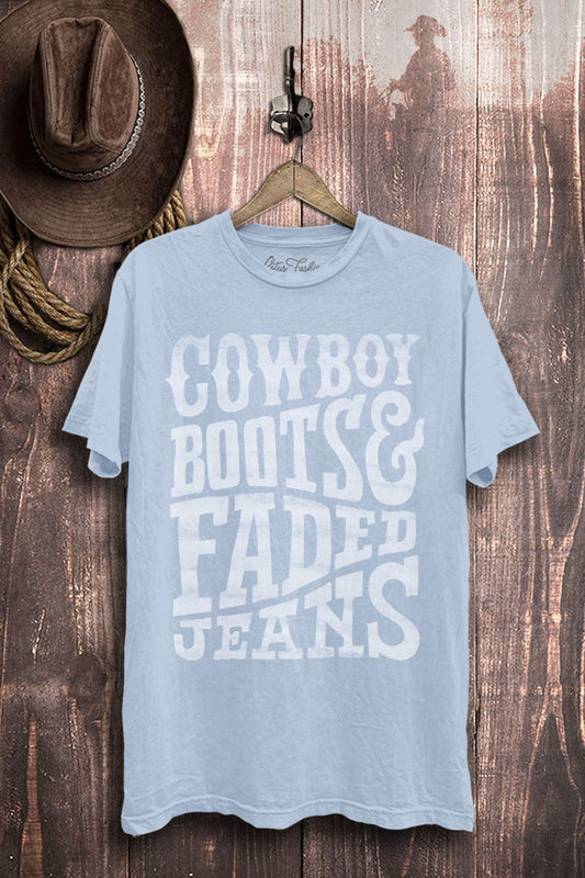 Cowboy Boots & Faded Jeans Western Graphic T-Shirt
