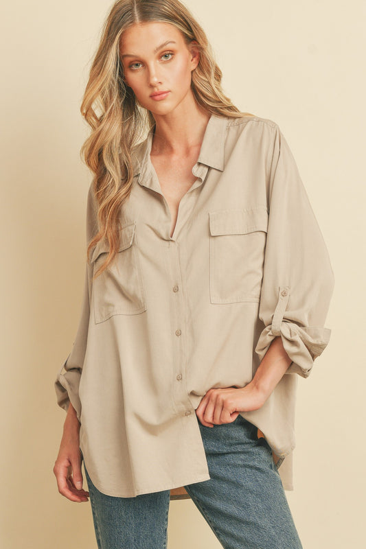 Tessa Tencel Fabric Oversized Button Down Shirt