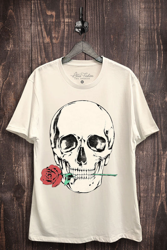 Skull With A Rose Graphic T-Shirt