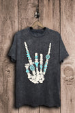 Skeleton Rock-On Hand Sign Western Graphic T-Shirt