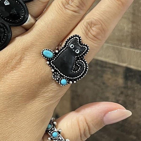Purrfect Outlaw Black Cat Ring