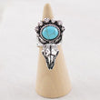 Western Cow Skull Silver Cuff Ring