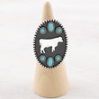 Western Style Turquoise Silver Cow Ring