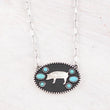 Western Style Turquoise Silver Pig Necklace