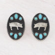 Western Style Turquoise Silver Pig Earrings