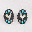 Western Style Turquoise Silver Chicken Earrings