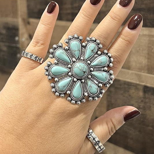 Big Desert Bloom Turquoise Ring