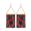 Garnet & Black Striped Seed Bead Fringe Earrings