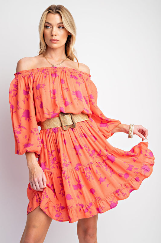 Floral Frenzy Gauze Fabric Mini Dress