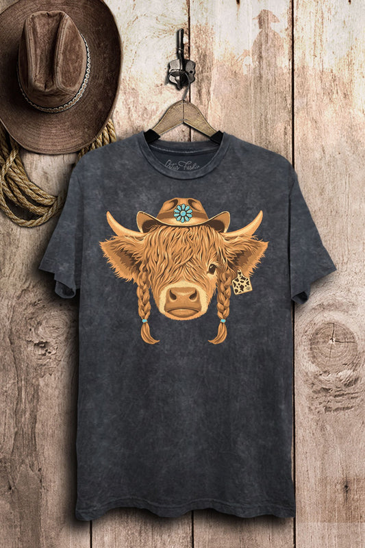 Highland Cow Fashionista Western Graphic T-Shirt
