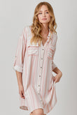 Pretty in Pink Striped Shirt Dress