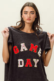 GAME DAY Baseball Fan Vintage Washed Oversized T-Shirt