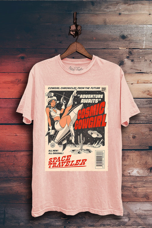 Cosmic Cowgirl Retro Comic Graphic T-Shirt