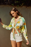 Dreamy Days Tropical Print Knot Detail Shirt