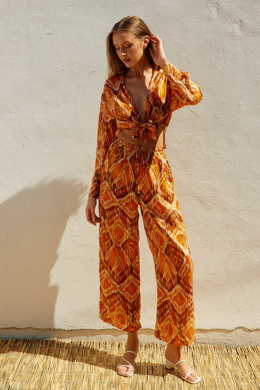 Eye Candy Tie Front Top & Pull On Pants SET