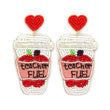 Teacher Fuel Coffee Cup Seed Beaded Earrings