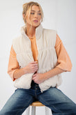 Callie Corduroy Puffer Zipper Vest in Ivory