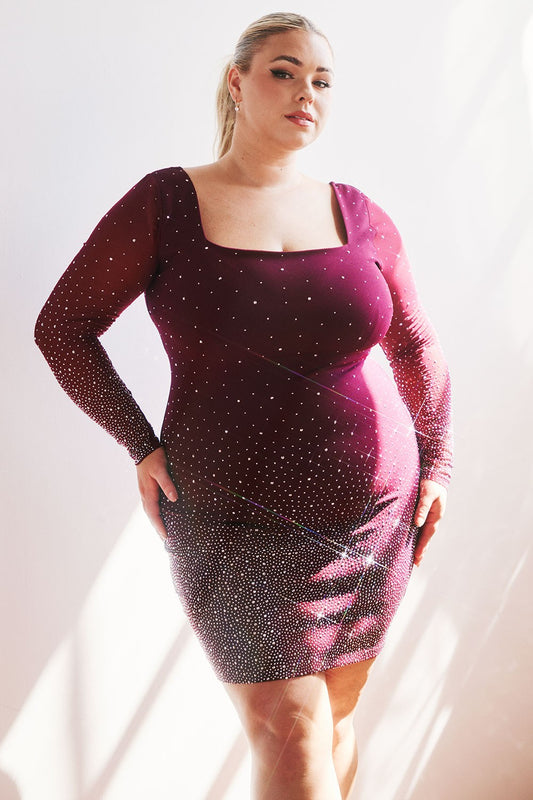 Starry Skies Rhinestone Ombre Party Dress