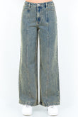 Long Line Center Seam Wide Leg Jeans