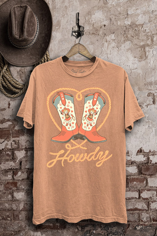 Howdy Boots Retro Cowgirl Western T-Shirt