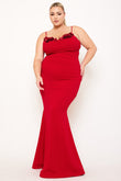 Blooming Bodice Curvy Red Mermaid Gown