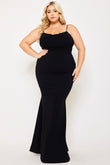 Blooming Bodice Curvy Black Mermaid Gown