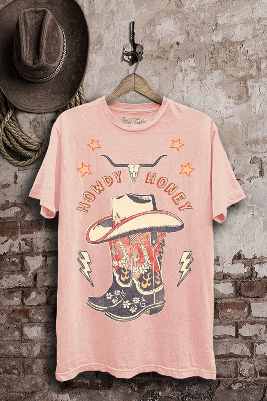 Howdy Honey Western Boots Graphic T-Shirt