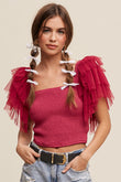 Delilah Tulle Ruffle Sleeve True Romance Top in Dakota Rose